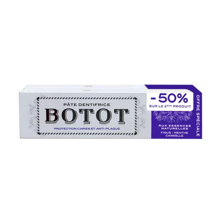 Pâte dentifrice figue menthe cannelle Botot - 2 tubes de 75 ml