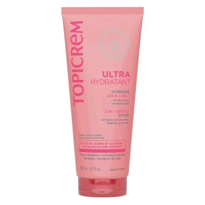Ultra hydratant gommage doux 3-en-1 Topicrem - tube de 200ml