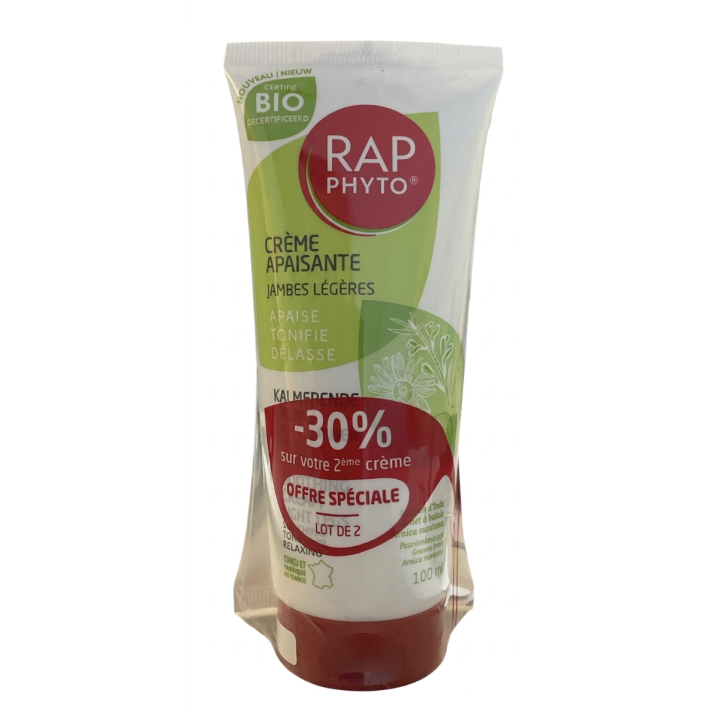 Crème apaisante jambes légères Rap phyto - lot de 2 tubes de 100ml offre spéciale