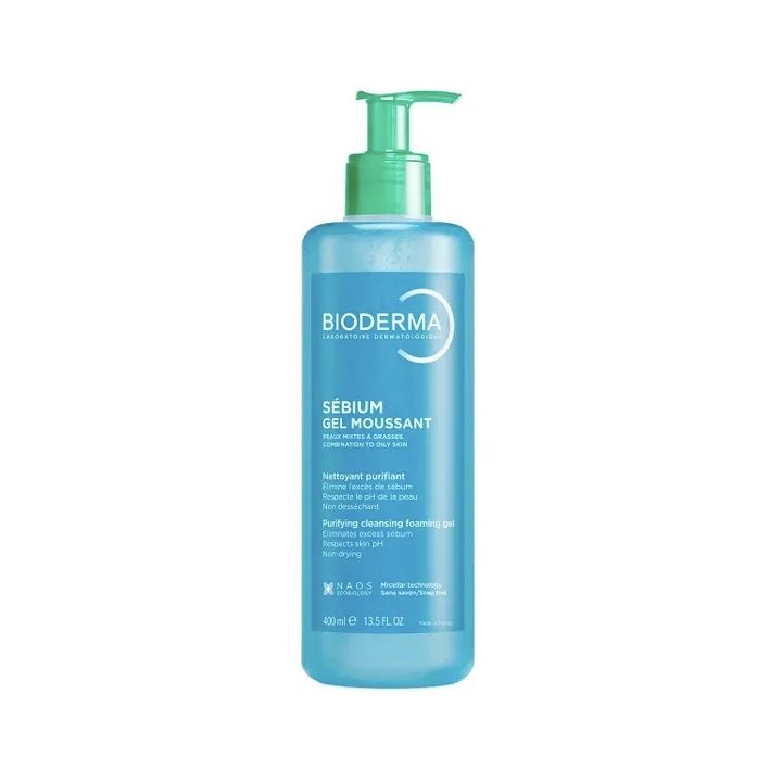 Sébium gel moussant nettoyant purifiant Bioderma - flacon-pompe de 400ml
