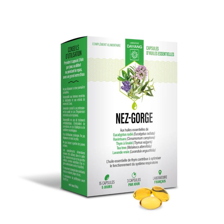 Capsules d'huiles essentielles nez gorge Dayang - boite de 15 capsules