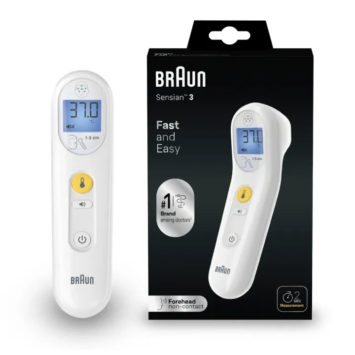 Sensian 3 thermomètre frontal sans contact Braun - un thermomètre