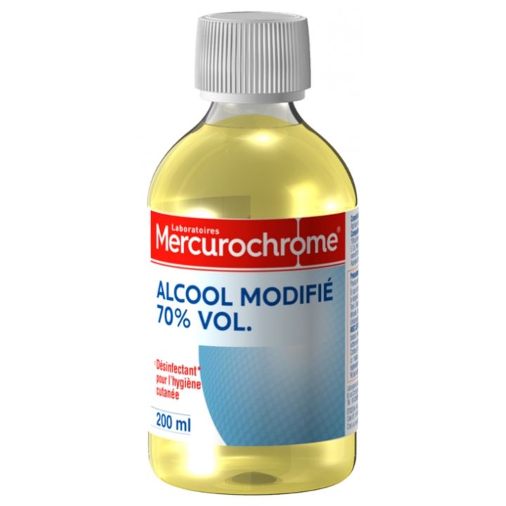 Alcool modifié 70% vol Mercurochrome - flacon de 200 ml