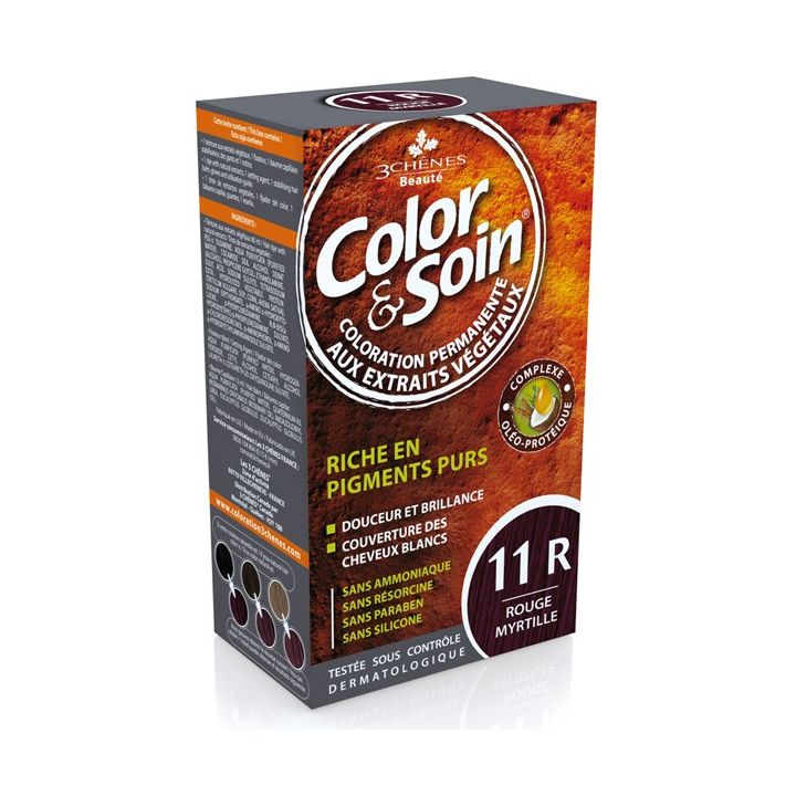 Color & soin coloration permanente rouge myrtille 11R Les 3 chênes - 1 kit