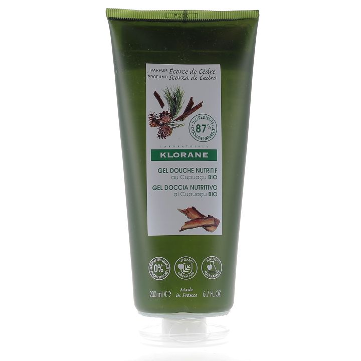Gel douche nutritif au Cupuaçu bio Écorce de Cèdre Klorane - tube de 200ml