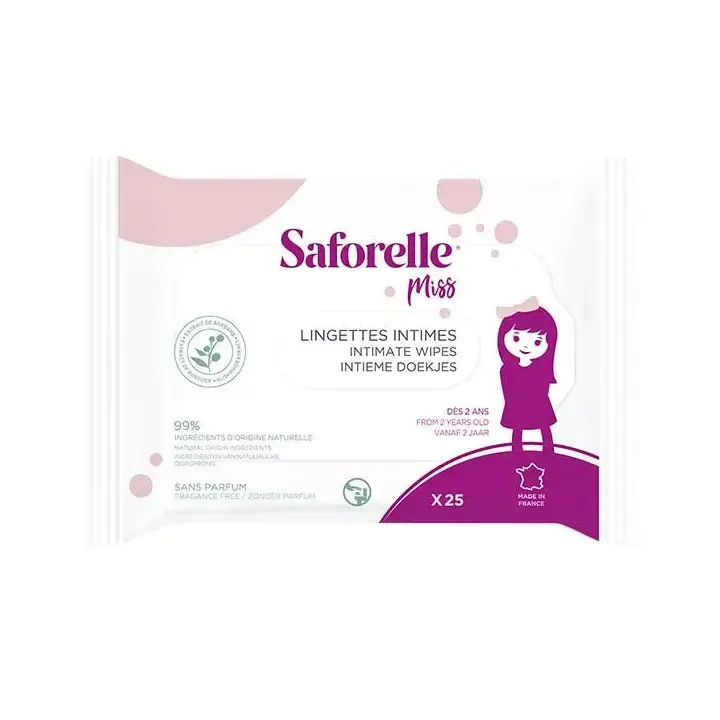 Lingettes intimes Miss Saforelle - paquet de 25 lingettes