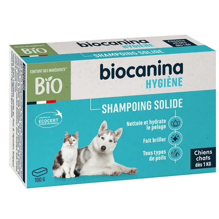 Shampooing solide chiens et chats dès 1kg Biocanina - pain de 100g