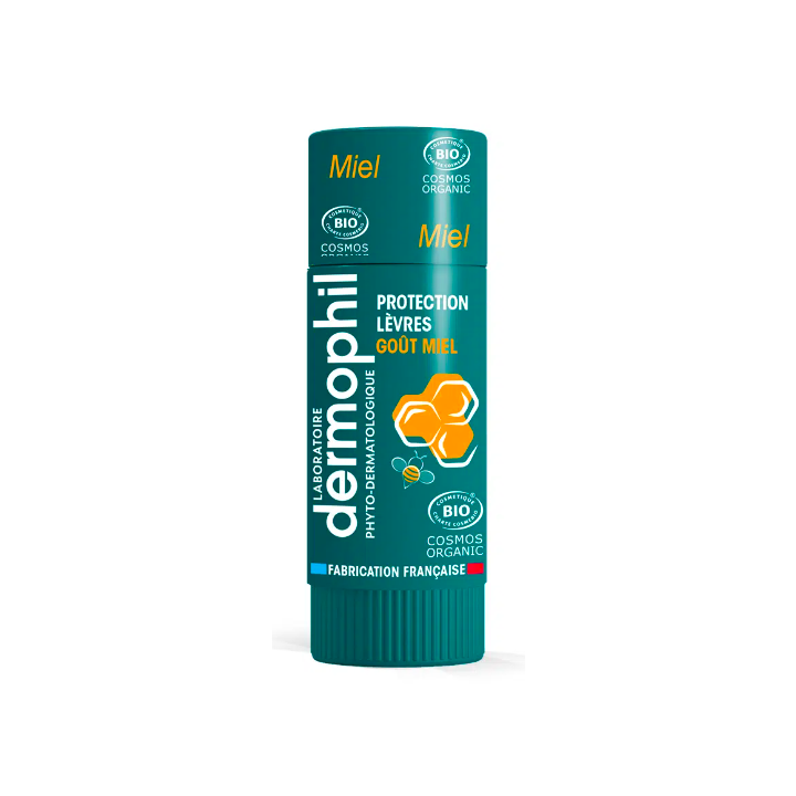 Stick à lèvres goût miel bio Dermophil Indien - 1 stick à lèvres de 4g