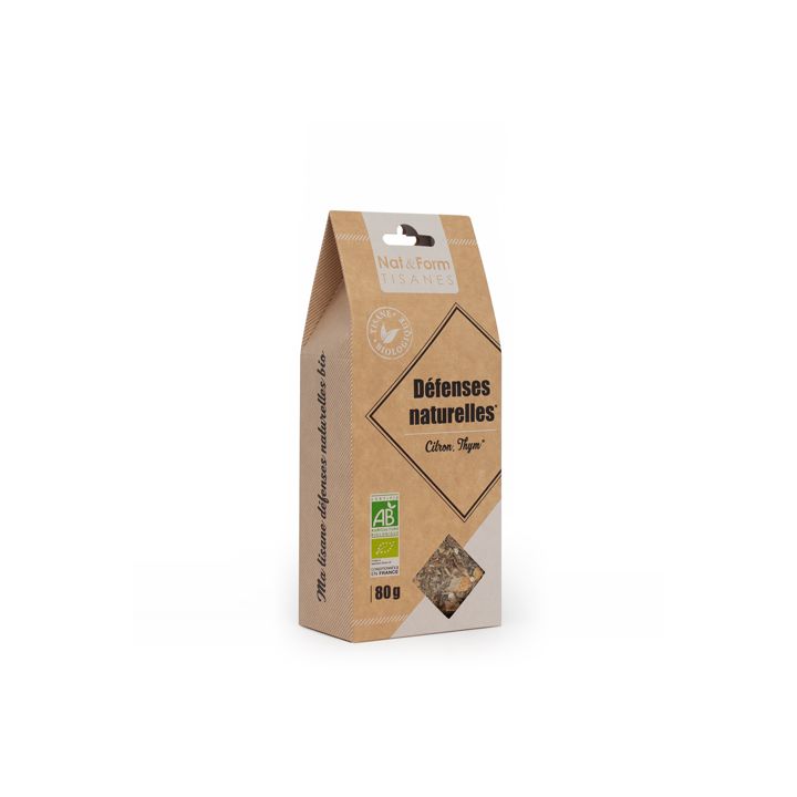 Tisane Défenses Naturelles citron, thym Bio Nat & Form - sachet de 80 g