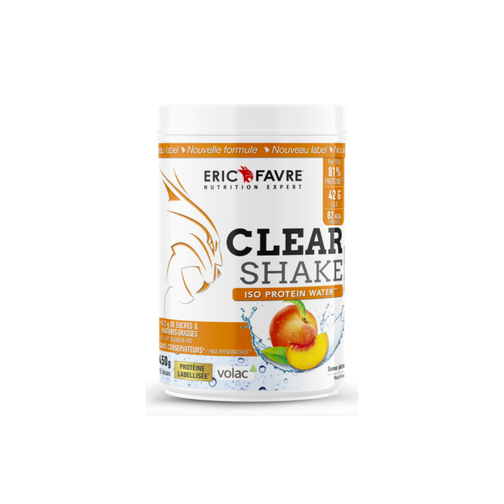 Clear shake Iso protein water saveur pêche Eric Favre - pot de 450g