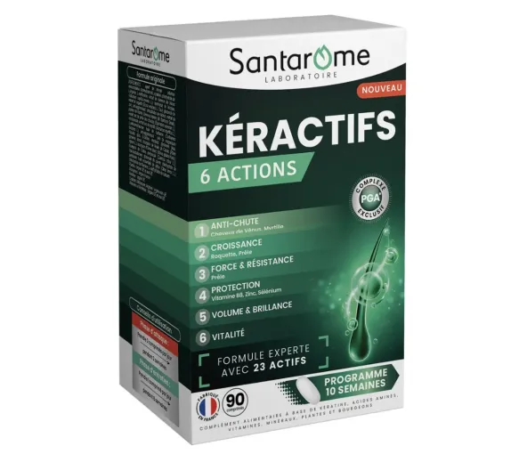 Keractifs 6 actions capillaires Santarome - boîte de 90 comprimés - image 1