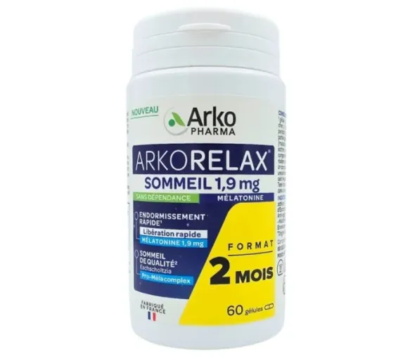 Arkorelax sommeil mélatonine 1,9mg Arkopharma - pot de 60 gélules - image 1