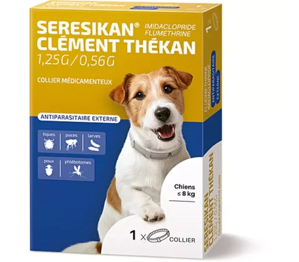 Seresikan collier antiparasitaire externe petit chien - de 8kg Clément Thékan - boite de 1 collier