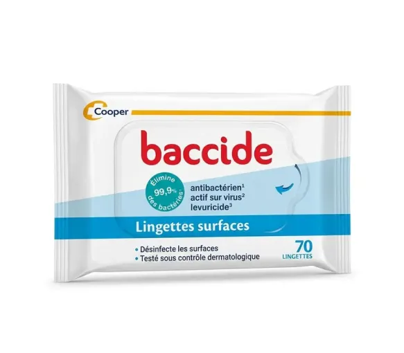 Lingette désinfectante surface Baccide - sachet de 70 lingettes