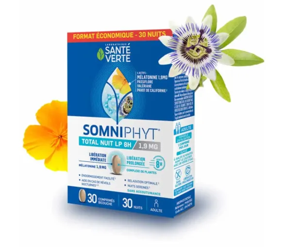 Somniphyt Total Nuit LP 1,9 mg Santé Verte - boite de 30 comprimés - image 1
