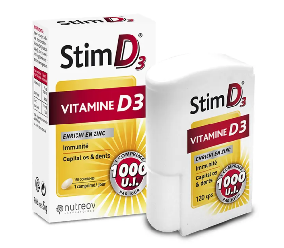 Stim D3 vitamine D3 + zinc Nutreov - boite de 120 comprimés