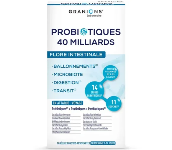 Probiotiques flore intestinale Granions - boite de 14 gélules - image 1