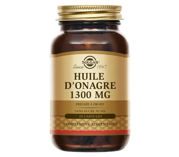 Huile d'onagre 1300mg Solgar - pot de 30 capsules - image 1