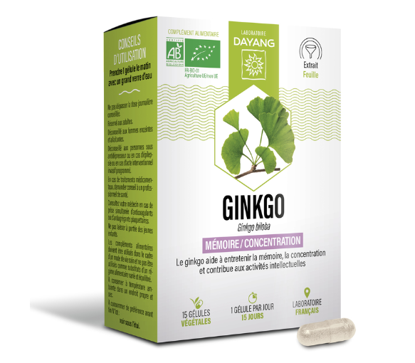 Ginkgo mémoire et concentration Dayang - boite 15 gélules - image 1