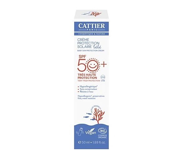 Crème solaire bébé SPF50+ Cattier - flacon pompe de 50ml