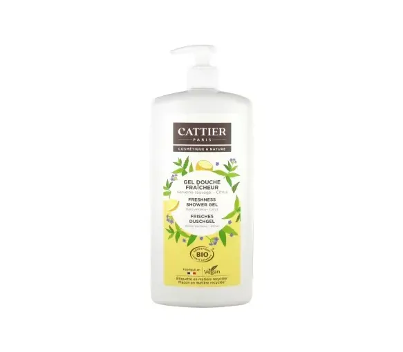 Gel douche fraîcheur verveine citrus bio Cattier - flacon-pompe de 1L