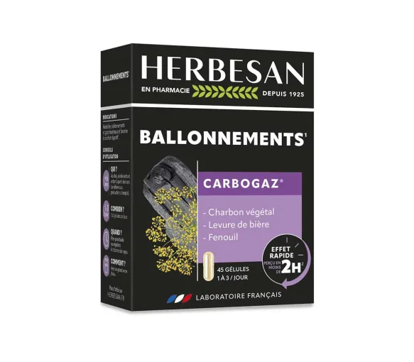 Carbogaz ballonnements Herbesan - boite de 45 gélules - image 1