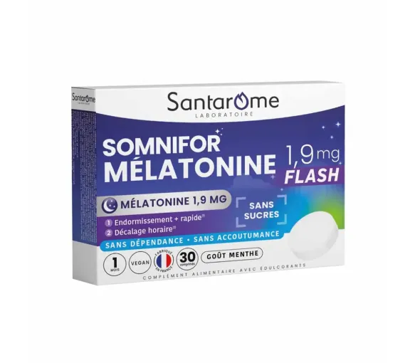 Somnifor Mélatonine flash 1,9mg Santarôme - boîte de 30 comprimés - image 1