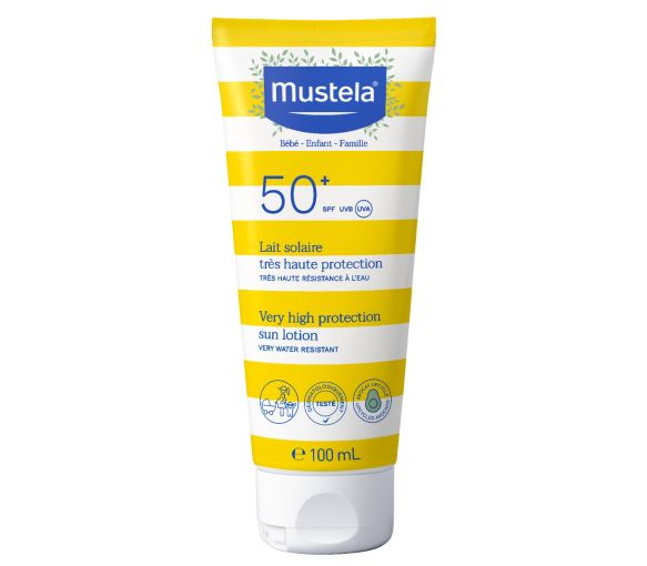 Lait solaire très haute protection bébé SPF 50+ Mustela - tube de 100 ml - image 1