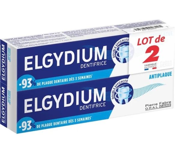 Dentifrice antiplaque Elgydium - lot de 2 tubes de 75ml - image 1