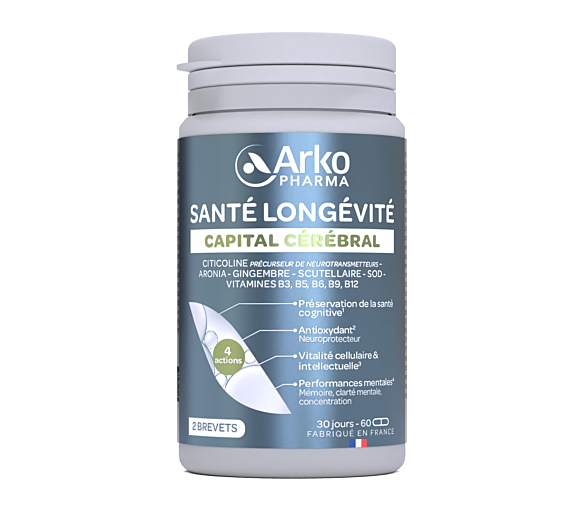 Santé longévite capital cérébrale Arkopharma - pot de 60 gélules