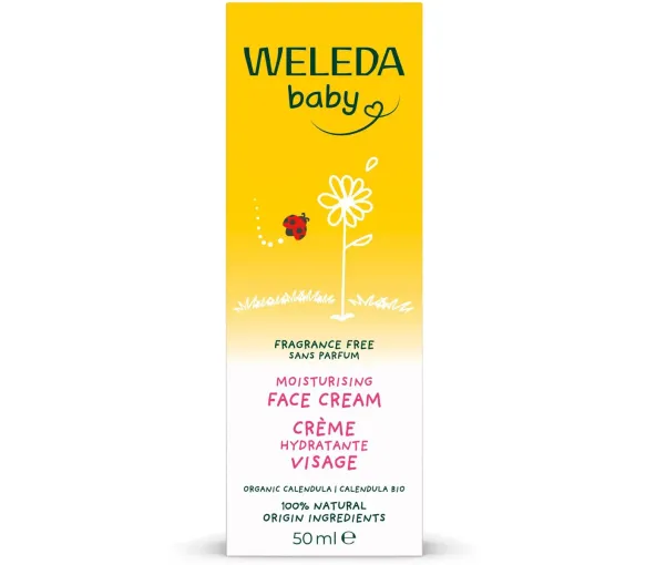 Crème hydratante visage Calendula bio sans parfum Weleda Baby - tube de 50ml