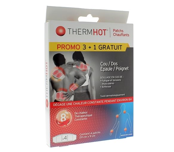 ThermHot Patchs chauffants cou/dos/épaule/poignet Therapearl - boîte de 3 patchs + 1 gratuit