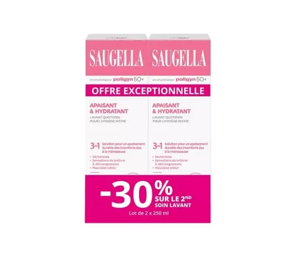 Soin lavant intime quotidien apaisant et émollient Saugella - lot de 2 flacons de 250ml offre spéciale - image 1