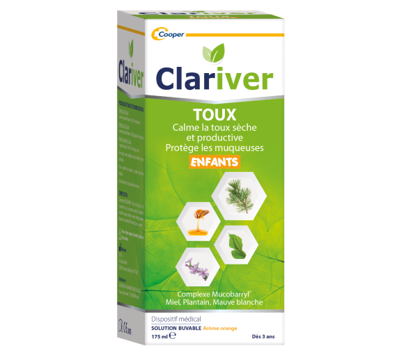 Clariver sirop toux enfants arôme orange Cooper - flacon de 175 ml - image 1