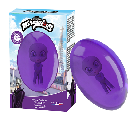 Savon solide Violette figurine Papillon Le Comptoir du Bain x Miraculous - pain de 75g