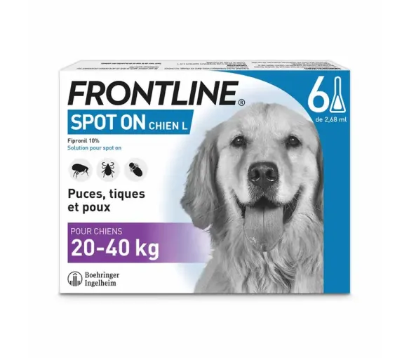 Spot On chien 20-40 kg Frontline - 6 pipettes de 2,68ml - image 1