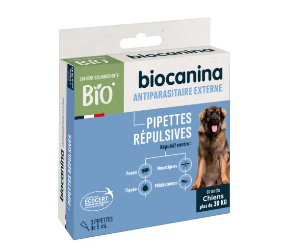 Pipettes répulsives pour chien de plus de 30kg Biocanina - boite de 3 pipettes de 5ml - image 2