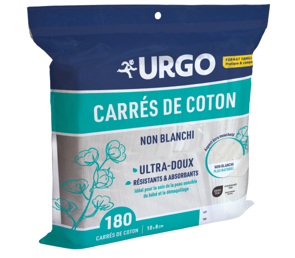 Carrés de coton non blanchi 10 x 8 cm Urgo - sachet de 180 carrés - image 1
