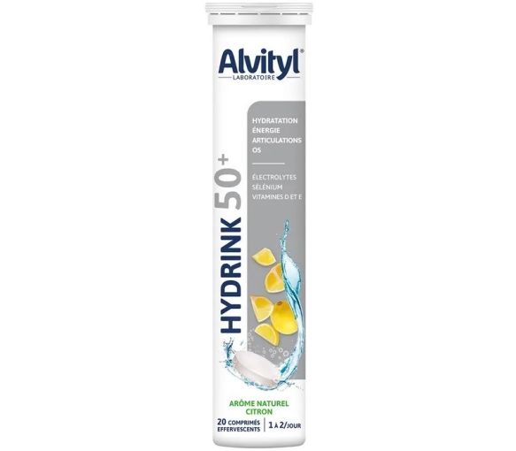 Hydrink 50+ arôme naturel citron Alvityl - tube de 20 comprimés effervescents