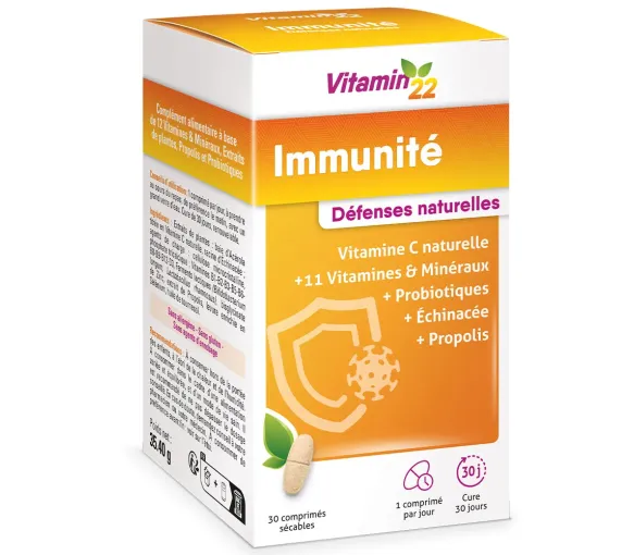 Vitamin 22 immunité défenses naturelles Ineldea - pot de 30 comprimés