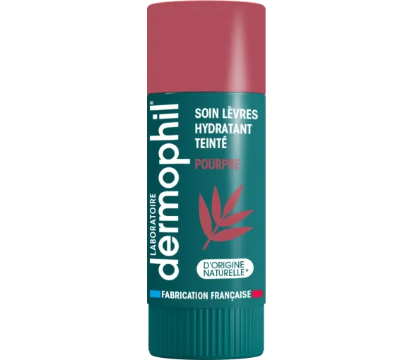 Soin lèvres hydratant teinté Pourpre Dermophil - stick de 4g