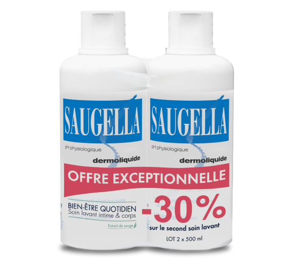 Dermoliquide émulsion lavante douce Saugella - 2 flacons de 500 ml - image 1