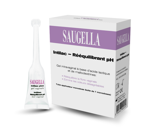 Gel intravaginal intilac rééquilibrant pH saugella Mylan - boite de 7 monodoses de 5 ml - image 1