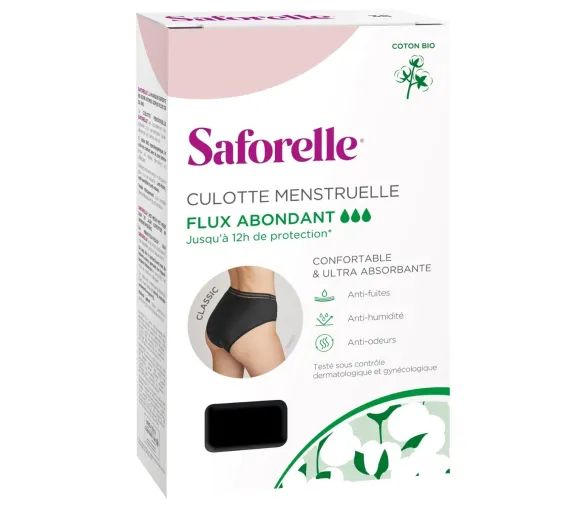 Culotte menstruelle flux abondant taille 44 Saforelle - 1 culotte noire coton