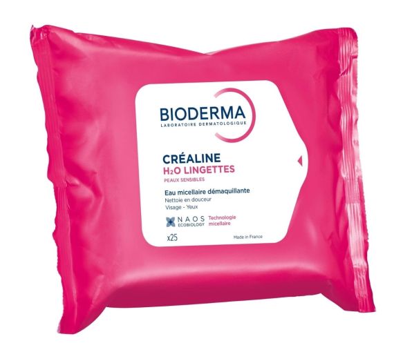 Créaline H2O lingettes démaquillante peaux sensibles Bioderma - 25 grandes lingettes - image 1