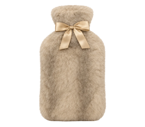 Bouillotte à eau et sa housse fourrure champagne Calindoo – 2L - image 1