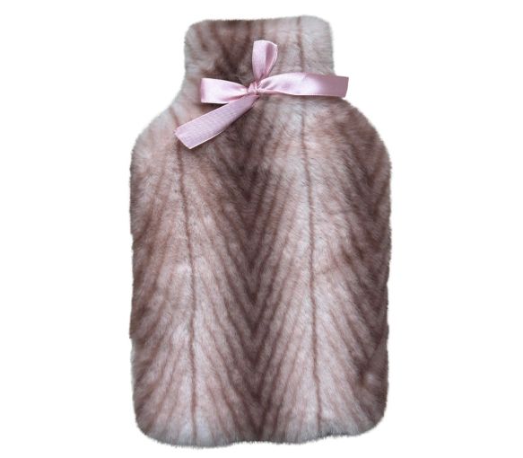 Bouillotte à eau et sa housse fourrure rose Calindoo – 2 L - image 1