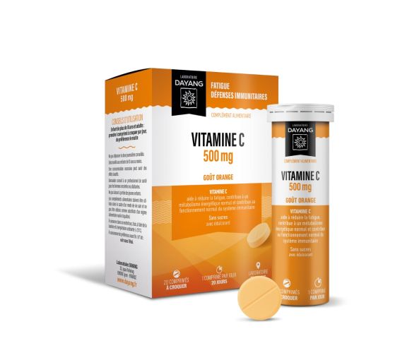 Vitamine C 500mg goût orange Dayang - boîte de 20 comprimés
