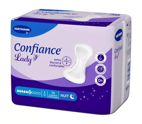 Confiance Lady Protections anatomiques nuit 6 gouttes Hartmann - sachet de 14 protections absorbantes