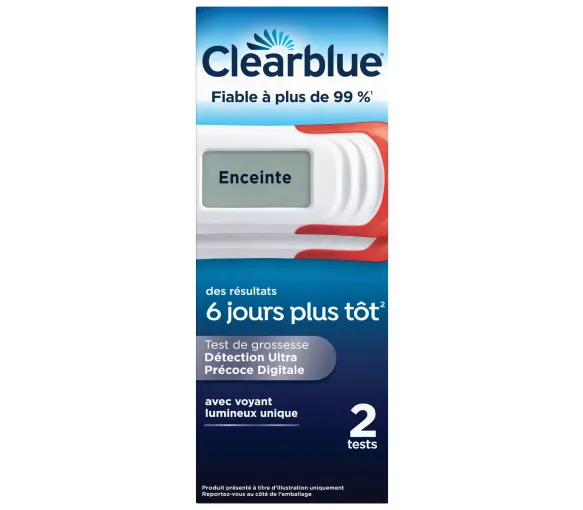 Test de grossesse digital détection ultra précoce Clearblue - boite de 2 tests - image 1